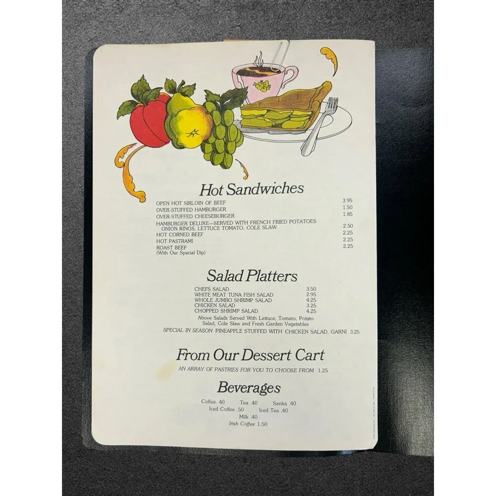 Vintage Reds Restaurant Menu Art Nouveau Black Orange Retro Cover Ephemera VTG